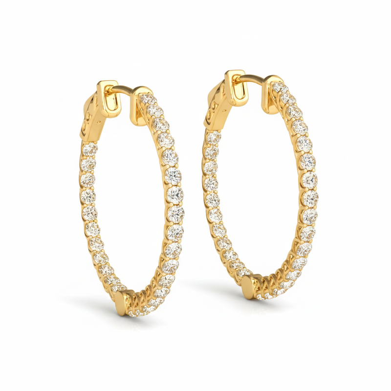 3/4 ctw 1 Inch Lucida Round Hoop — Yellow Gold