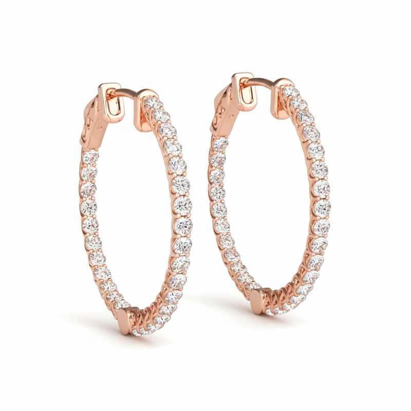 3/4 ctw 1 Inch Lucida Round Hoop — Rose Gold