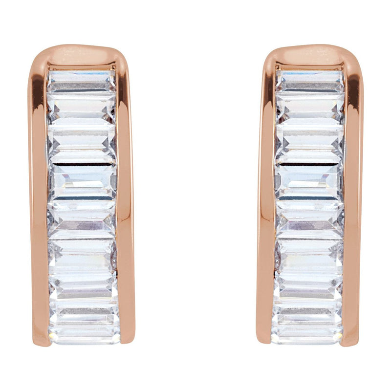 3/4 ct tw Straight Baguette Lab Grown Diamond Stud Earrings in 14... - view 2