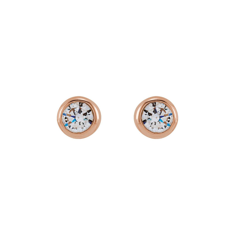 1/2 ct tw Round Lab Grown Diamond Bezel Stud Earrings in 14K Whit... - view 2