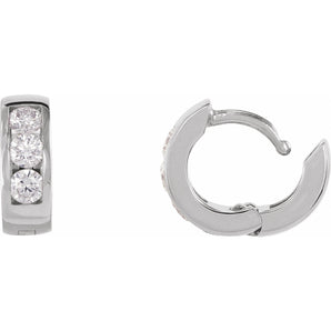 1/3 ct tw Round Lab Grown Diamond Hoop Earrings in 14K White Gold... - view 3
