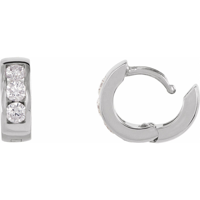 1/3 ct tw Round Lab Grown Diamond Hoop Earrings in 14K White Gold... - view 3