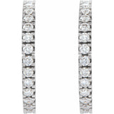 1 ct tw Round Lab Grown Diamond Accented Hoop Earrings in 14K Whi... - view 2