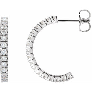 1 ct tw Round Lab Grown Diamond Accented Hoop Earrings in 14K Whi...