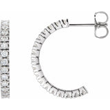 1 ct tw Round Lab Grown Diamond Accented Hoop Earrings in 14K Whi...