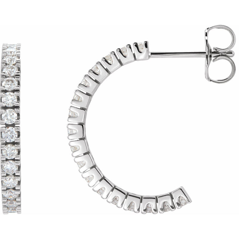 1 ct tw Round Lab Grown Diamond Accented Hoop Earrings in 14K Whi...