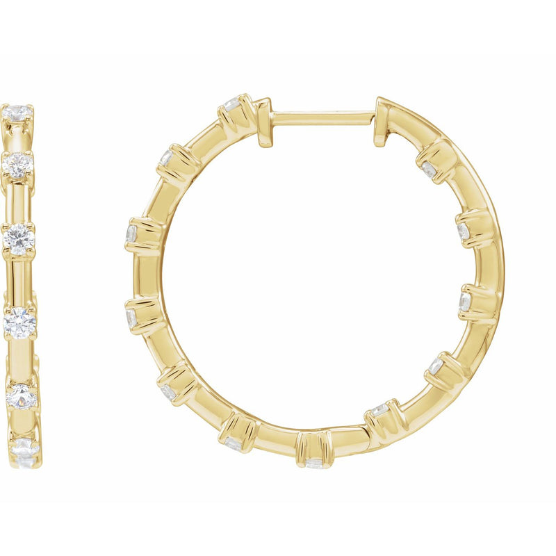 1 ct tw Round Lab Grown Diamond Hoop Earrings in 14K White Gold...