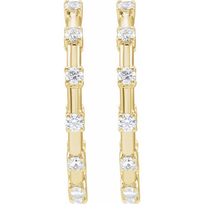 1 ct tw Round Lab Grown Diamond Hoop Earrings in 14K White Gold... - view 3