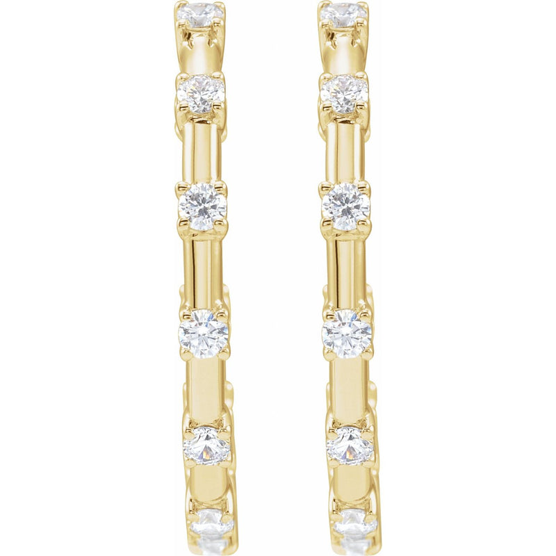 1 ct tw Round Lab Grown Diamond Hoop Earrings in 14K White Gold... - view 3
