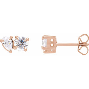 1 1/6 ct tw Pear Lab Grown Diamond Stud Earrings in 14K White Gol...