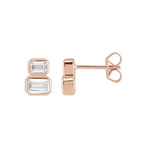 1 ct tw Emerald Lab Grown Diamond Stud Earrings in 14K White Gold...