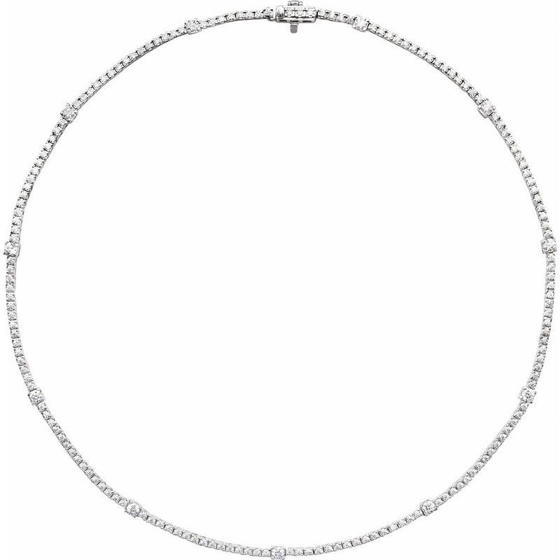 4 ct tw Line Lab Grown Diamond Necklace in 14K White Gold (18")...