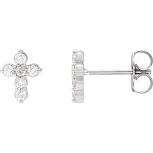 1/6 ct tw Round Lab Grown Diamond Cross Earrings in 14K White Gol...