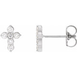 1/6 ct tw Round Lab Grown Diamond Cross Earrings in 14K White Gol...