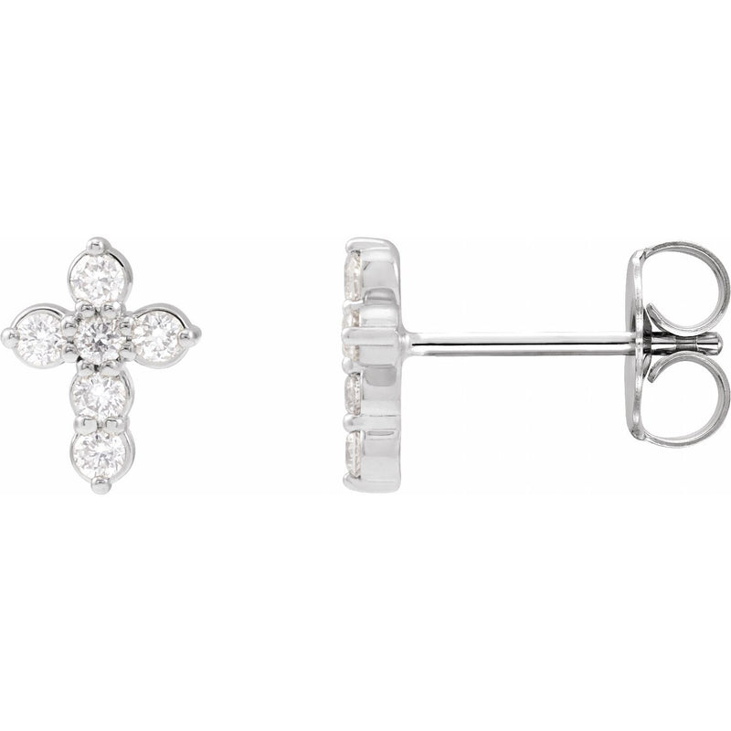 1/6 ct tw Round Lab Grown Diamond Cross Earrings in 14K White Gol...