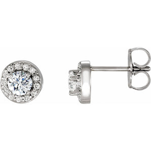 1 1/2 ct tw Round Lab Grown Diamond Halo Earrings in 14K White Go...