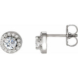 1 1/2 ct tw Round Lab Grown Diamond Halo Earrings in 14K White Go...