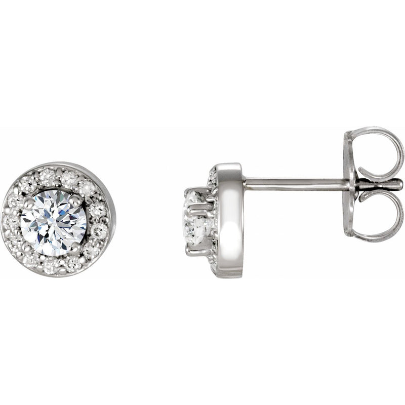 1 1/2 ct tw Round Lab Grown Diamond Halo Earrings in 14K White Go...