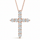 11 Stone Cross Pendant — 0.01 ctw — Rose Gold
