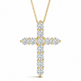 11 Stone Cross Pendant — 0.01 ctw — Yellow Gold