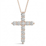 11 Stone Cross Pendant — 0.01 ctw — Rose Gold