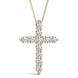 11 Stone Cross Pendant — 0.01 ctw — Yellow Gold