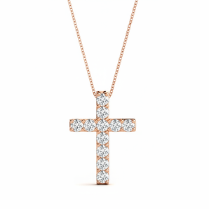 11 Stone Cross Pendant — 0.02 ctw — Rose Gold