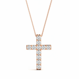 11 Stone Cross Pendant — 0.02 ctw — Rose Gold