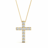 11 Stone Cross Pendant — 0.02 ctw — Yellow Gold