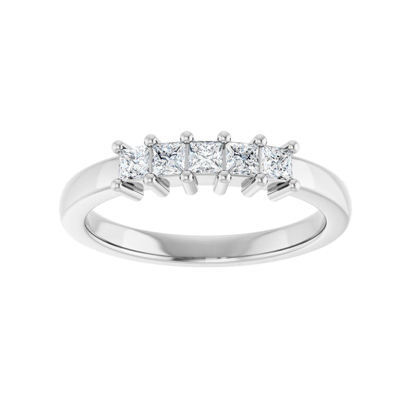 1 ct tw Five-Stone Lab Grown Anniversary Band in 14K White Gold... - view 3