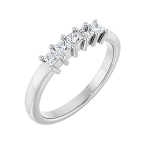 1 ct tw Five-Stone Lab Grown Anniversary Band in 14K White Gold...