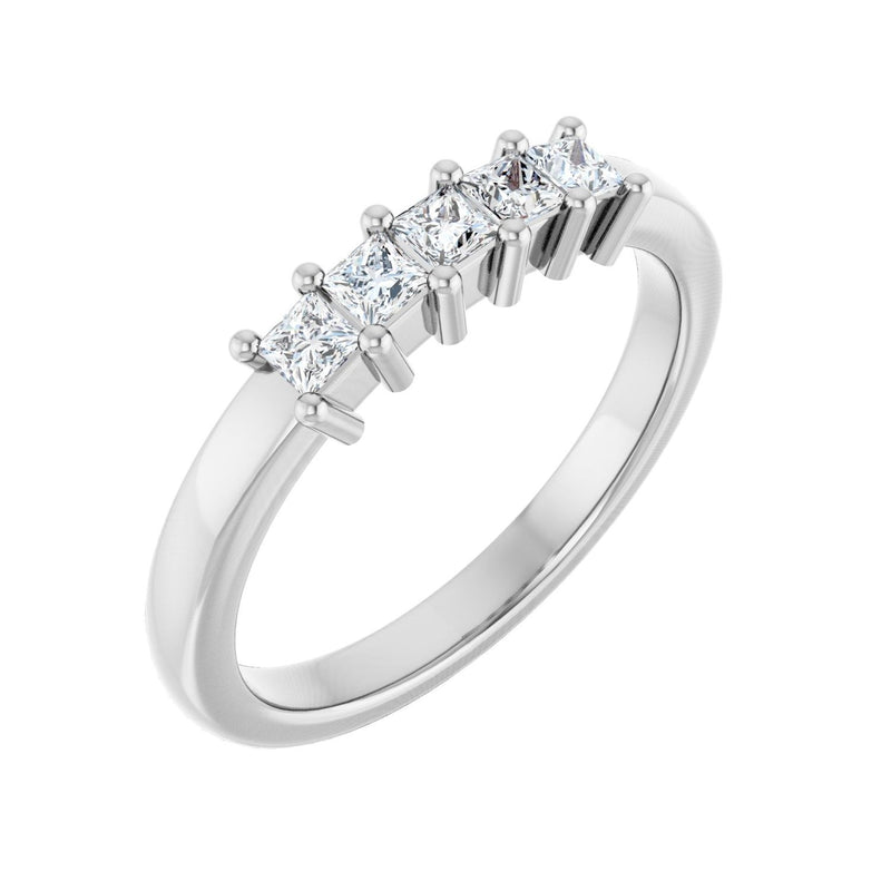 1 ct tw Five-Stone Lab Grown Anniversary Band in 14K White Gold...