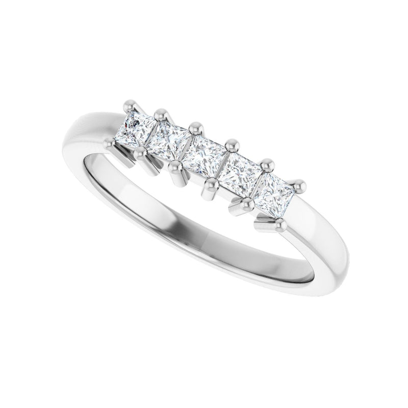 1 ct tw Five-Stone Lab Grown Anniversary Band in 14K White Gold... - view 5
