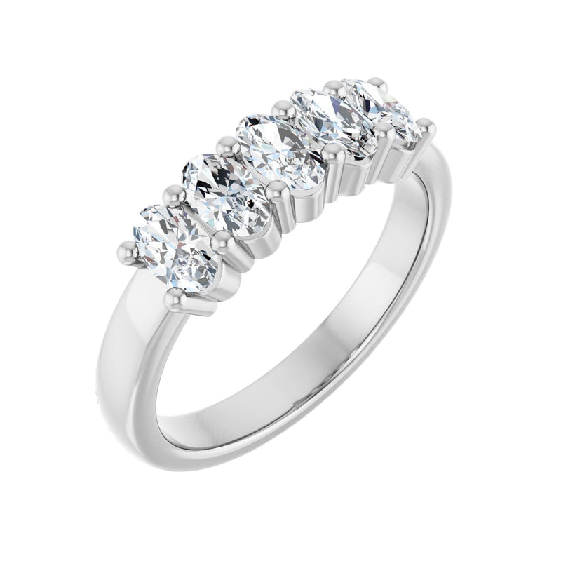 1 1/3 ct tw Five-Stone Lab Grown Anniversary Band in 14K White Go...