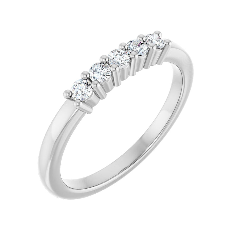 1 ct tw Five-Stone Lab Grown Anniversary Band in 14K White Gold...