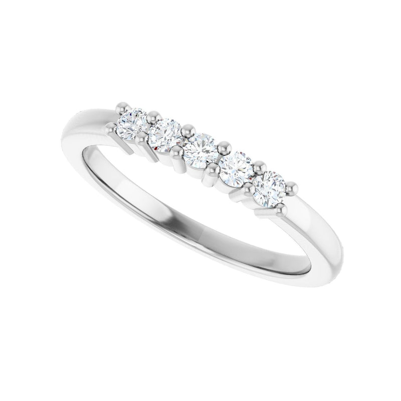 1 ct tw Five-Stone Lab Grown Anniversary Band in 14K White Gold... - view 5