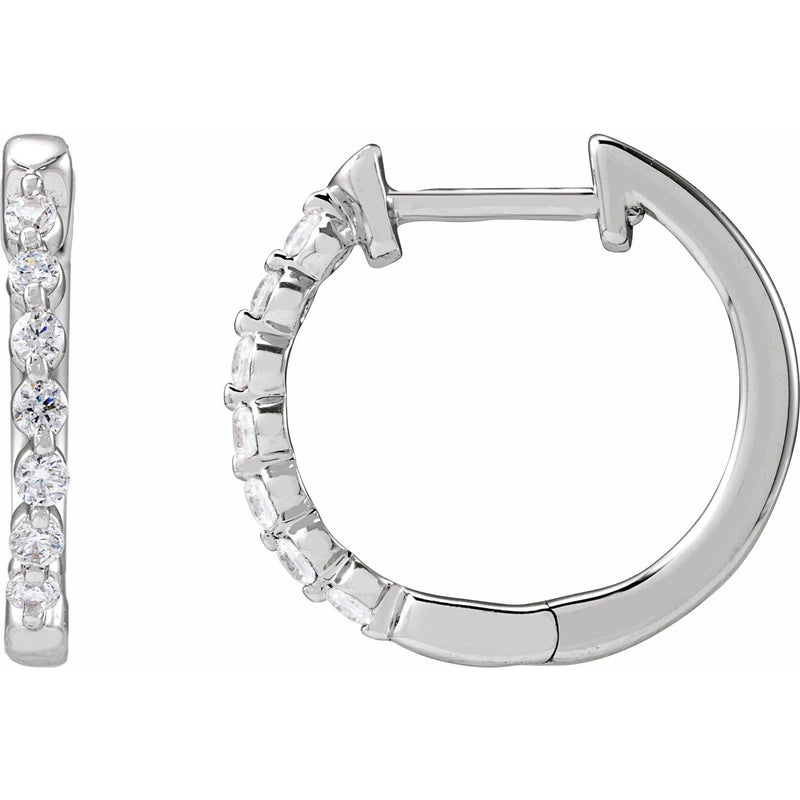 1 ct tw Round Lab Grown Diamond Hoop Earrings in 14K White Gold...