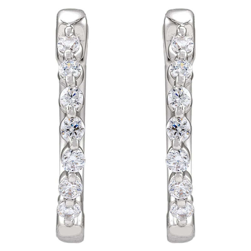 1 ct tw Round Lab Grown Diamond Hoop Earrings in 14K White Gold... - view 2