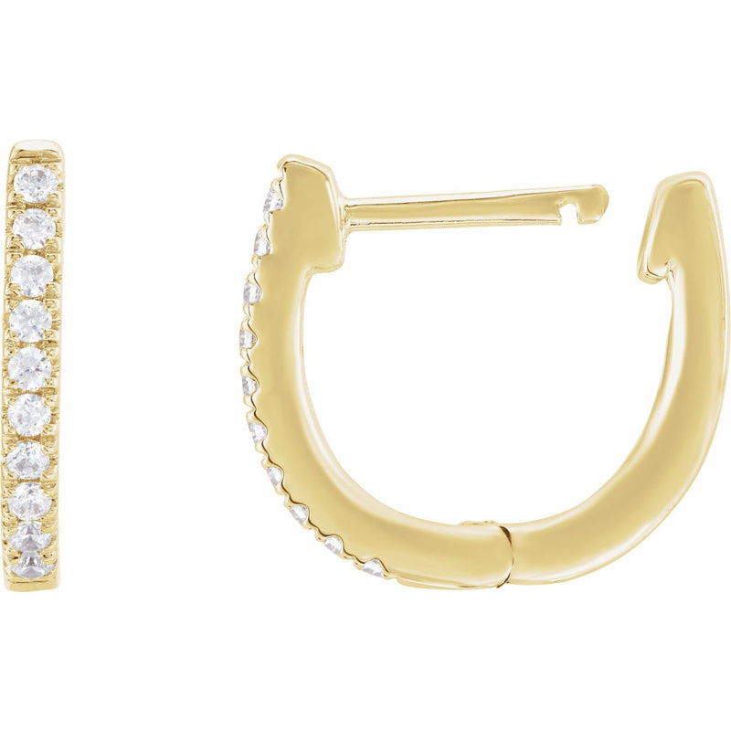 1/2 ct tw Round Lab Grown Diamond Accented Hoop Earrings in 14K W... - view 3