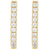 1/2 ct tw Round Lab Grown Diamond Accented Hoop Earrings in 14K W... - view 2