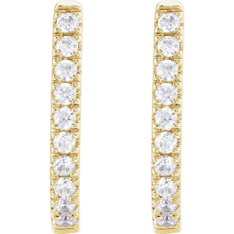 1/2 ct tw Round Lab Grown Diamond Accented Hoop Earrings in 14K W... - view 2