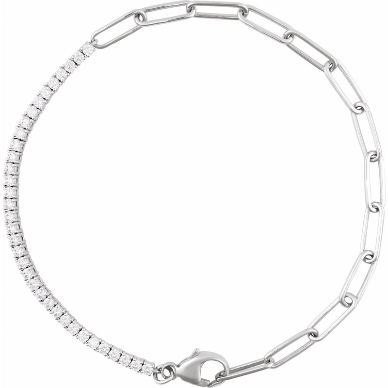 7" Lab Grown Diamond Line Bracelet in 14K White Gold (1 ct tw - F...