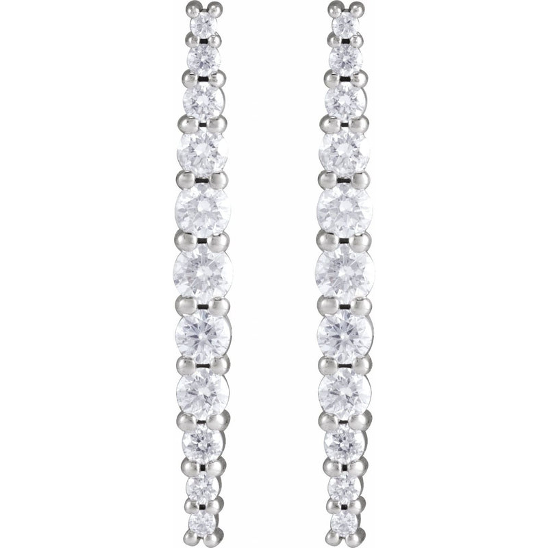 3/8 ct tw Round Lab Grown Diamond Accented Earrings in 14K White ... - view 2