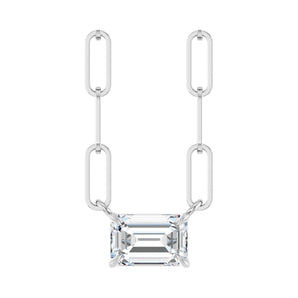 Solitaire Lab Grown Diamond Necklace in 14K White Gold (18")...