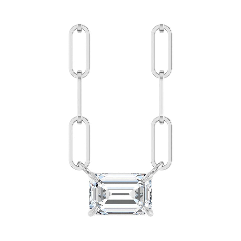 Solitaire Lab Grown Diamond Necklace in 14K White Gold (18")...