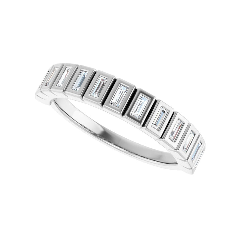 1 ct tw Bezel Lab Grown Anniversary Band in 14K White Gold - view 5