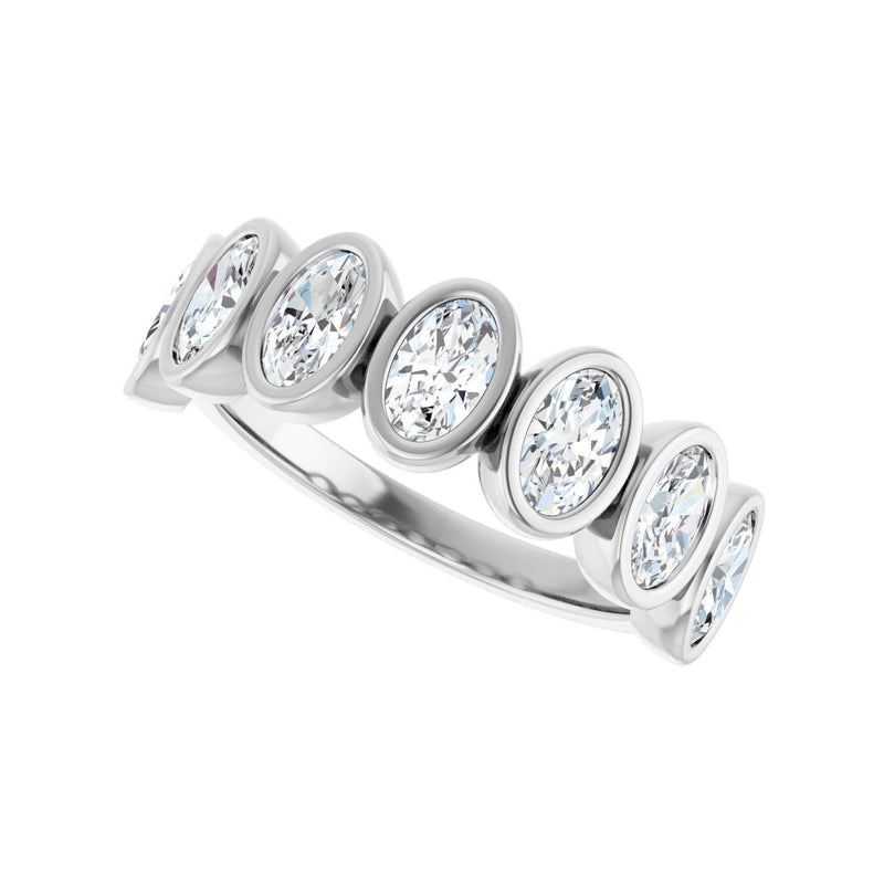 1 1/4 ct tw Bezel Lab Grown Anniversary Band in 14K White Gold... - view 5
