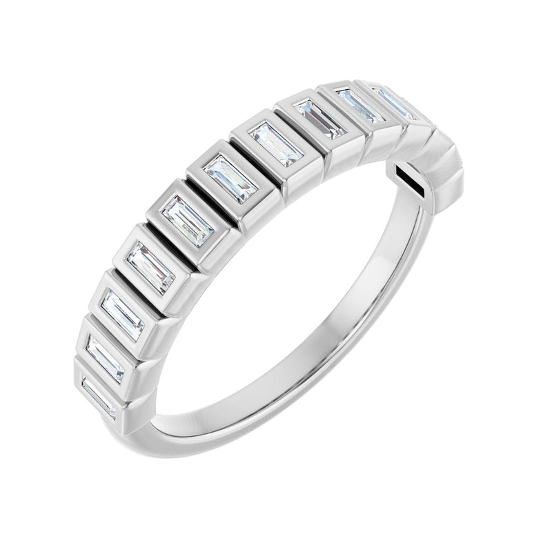 1 ct tw Bezel Lab Grown Anniversary Band in 14K White Gold