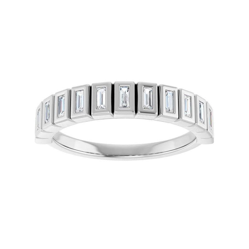 1 ct tw Bezel Lab Grown Anniversary Band in 14K White Gold - view 3