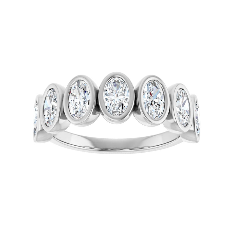 1 1/4 ct tw Bezel Lab Grown Anniversary Band in 14K White Gold... - view 3